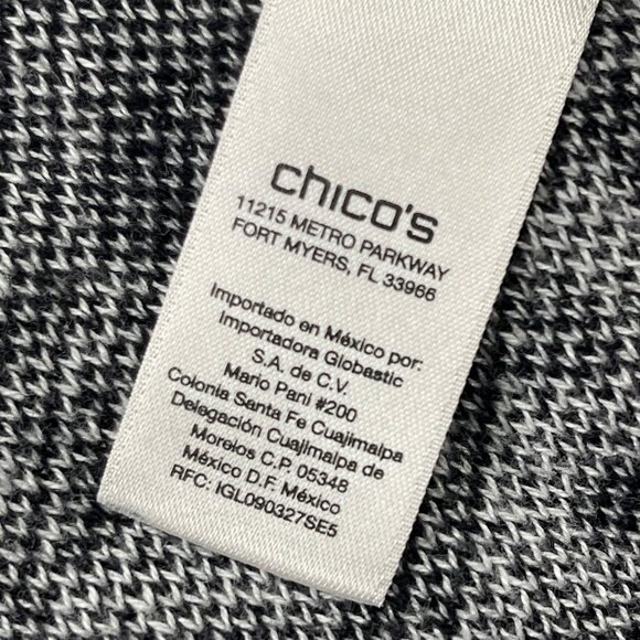 Chico's Easywear Open Front Cardigan Size 2 (US 12) 100% Cotton Knit Black White - Picture 5 of 10